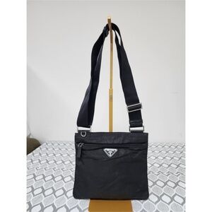 Authentic Prada Vintage Vela Nero Nylon Shoulder Bag Black